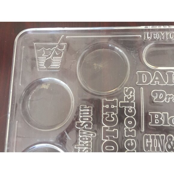 Vtg Mid Century Lucite Liquor Bar Drinks Serving Tray Embossed With Drink Names - Picture 3 of 10